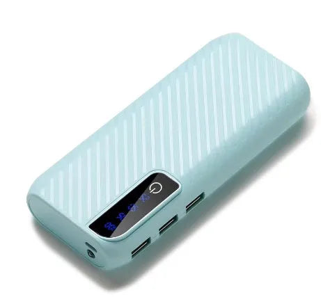 20000mAh portable power bank showing dual USB ports and compact design