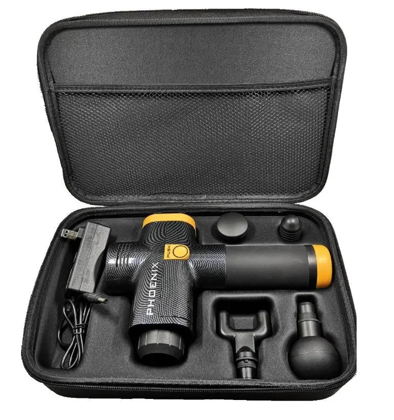 Fascia gun massage gun with 4 massage heads, ABS body, 29x28x28 cm, for deep tissue muscle recovery