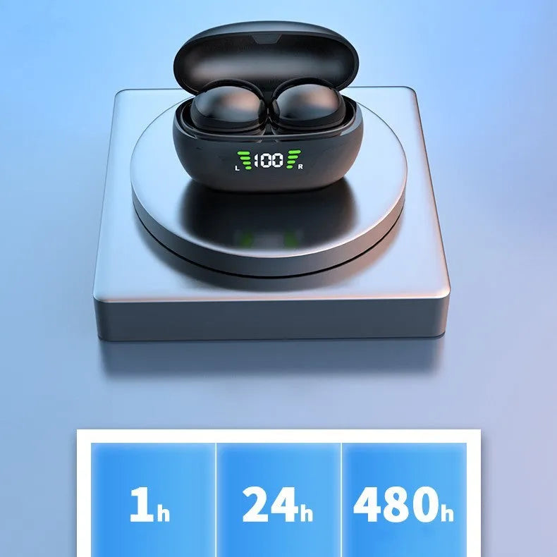 Super mini wireless Bluetooth-compatible headset in black with digital display screen