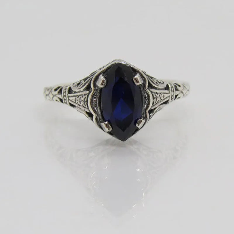 Women's geometric hollow ring with zircon in electroplated silver on alloy, sizes 5 to 11