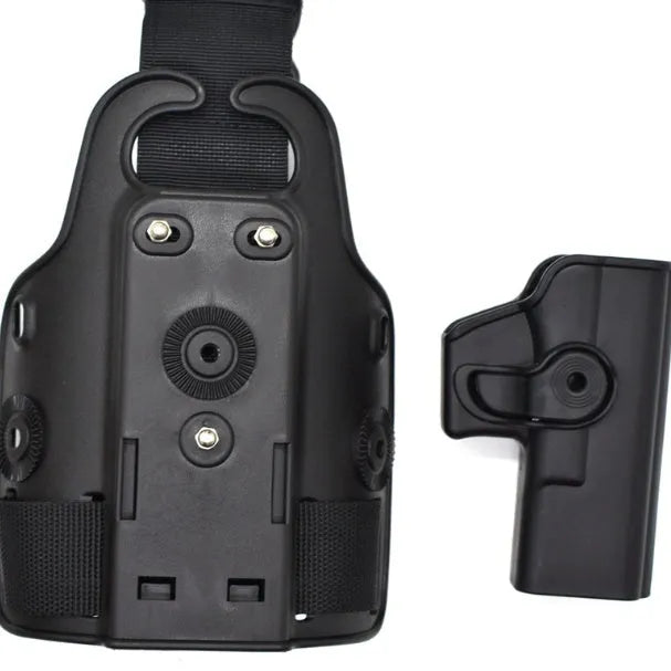 Outdoor tactical quick draw plastic holster with leg and waist plate in green colour