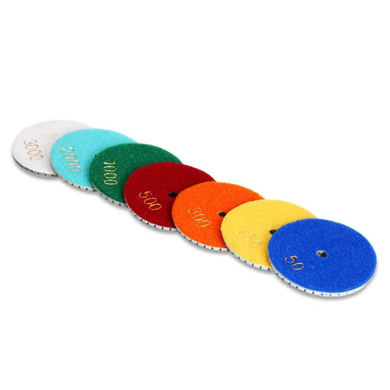 Set of 10 emery stone polishing pads 80mm diameter with 10mm centre hole for granite marble concrete restoration