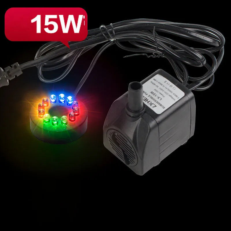 Black submersible aquarium pump with flowing water technology for filtration and circulation