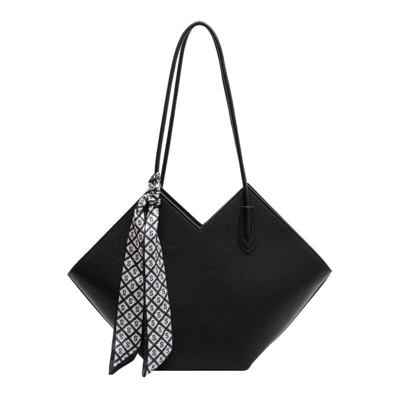 Women's large capacity PU leather shoulder bag in horizontal square shape with adjustable handle