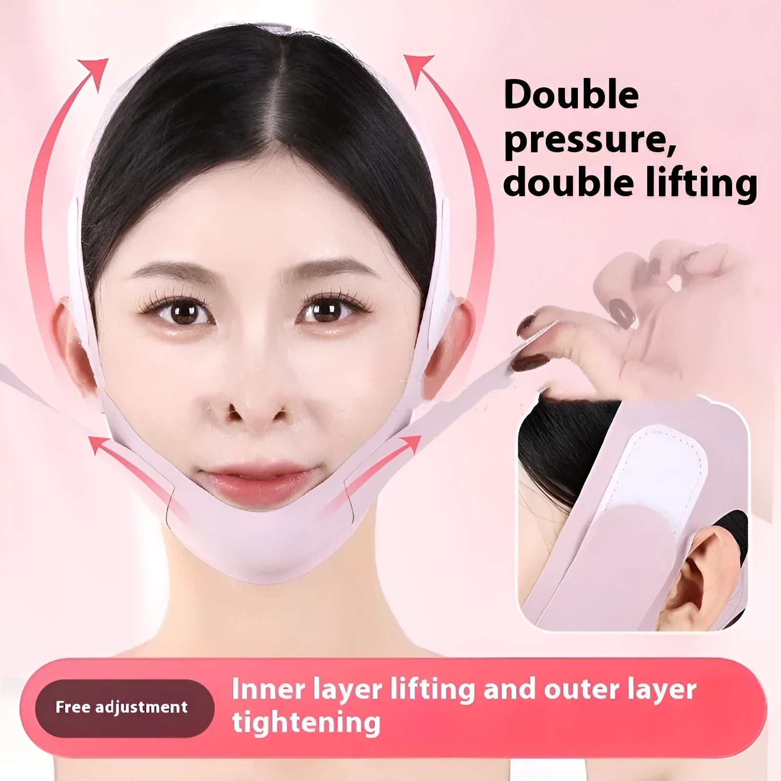 Graphene face shaping mask with lifting and tightening bandage in breathable fabric
