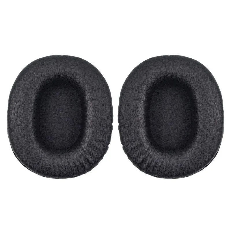 Two black PU leather replacement ear pad covers for Sony MDR-1R headphones.