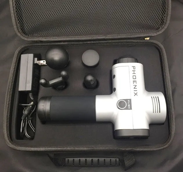 Fascia gun massage gun with 4 massage heads, ABS body, 29x28x28 cm, for deep tissue muscle recovery