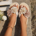Women's sponge cake slipper round head PU upper rubber sole available in khaki and beige