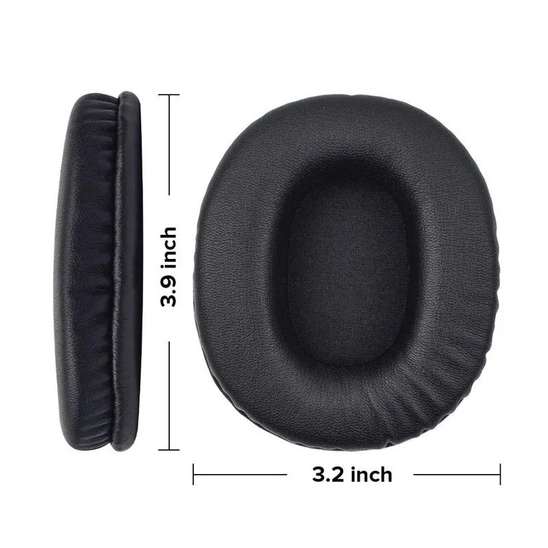 Two black PU leather replacement ear pad covers for Sony MDR-1R headphones.
