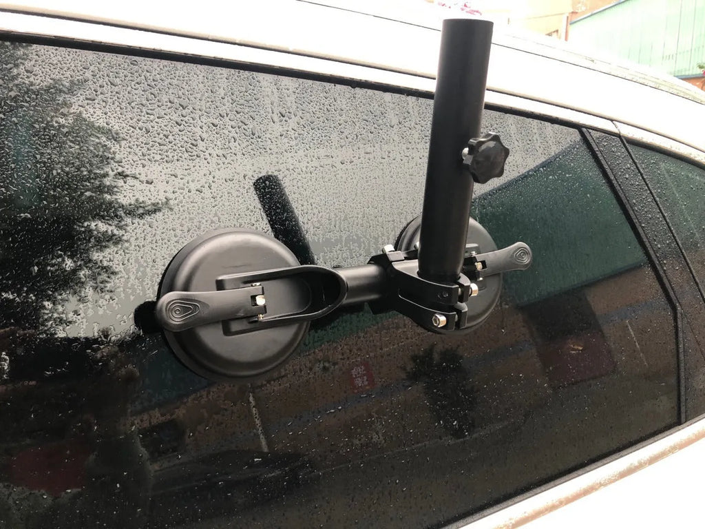 Black off-road car sucker base with round suction cup for vehicle flag mounting