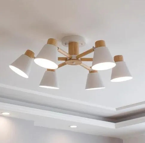 Nordic ironwood macaron ceiling lamp cluster in chosen colour and head count