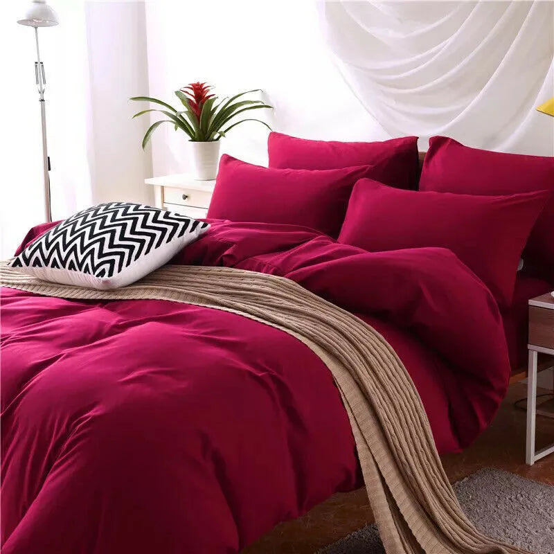 4-piece bedding set in blue, twill weave polyester acetate fabric, with quilt cover, flat sheet, and two pillowcases