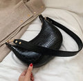 Retro PU leather crossbody bag for women, upper width 24cm, in black colour