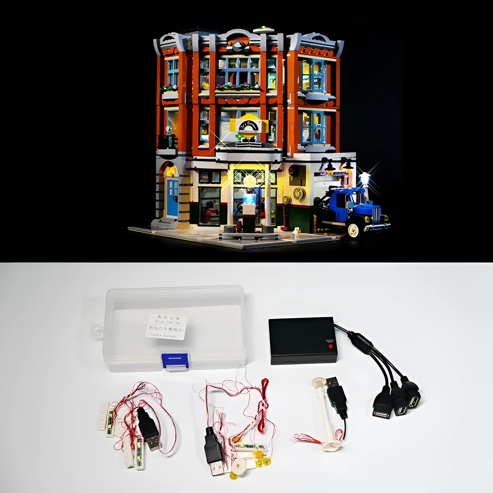 MOC modified LED lighting accessories plastic corner fitting for youth builds colour as shown