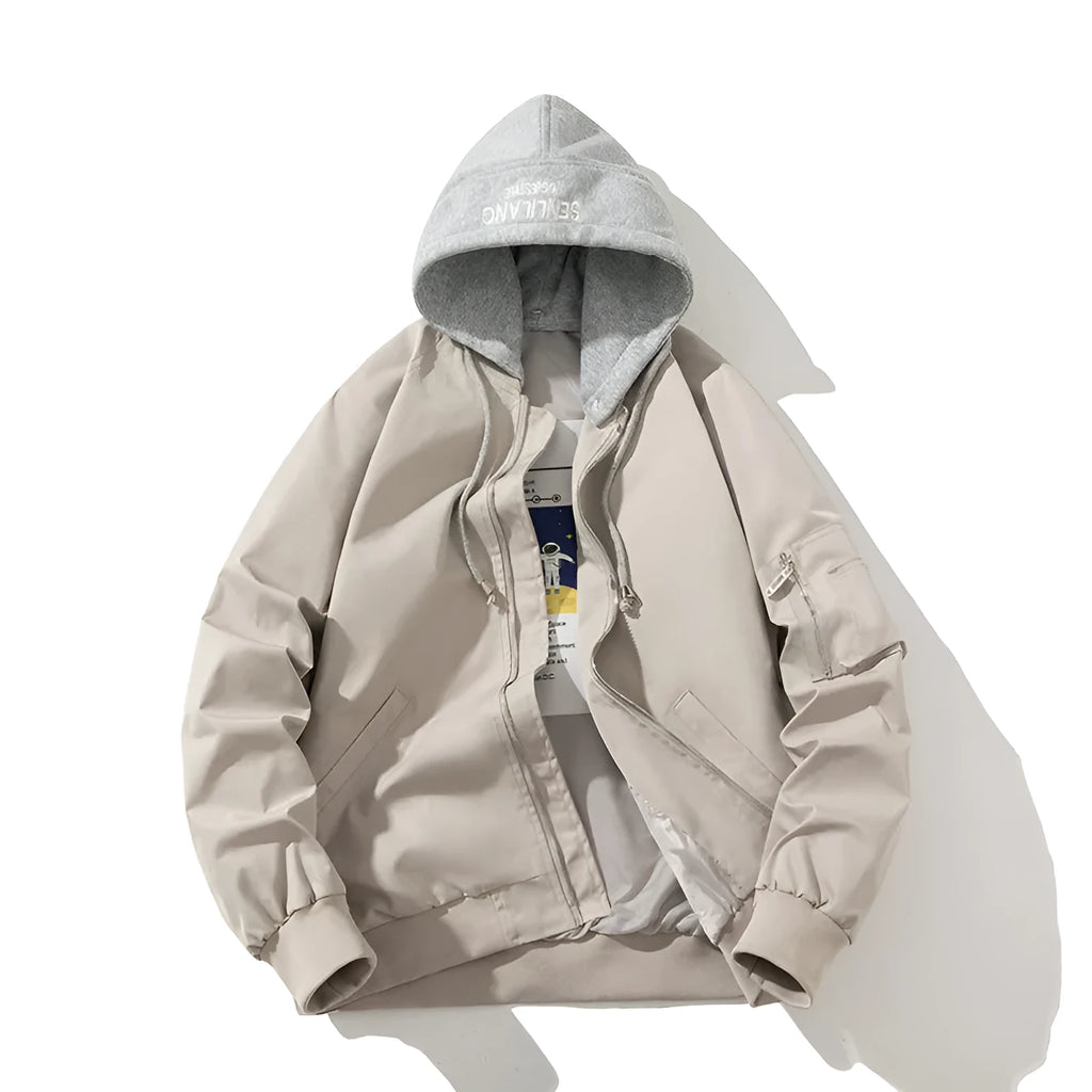 Men's large size pilot jacket in chemical fibre blend fabric with polyester lining and embedded line pockets