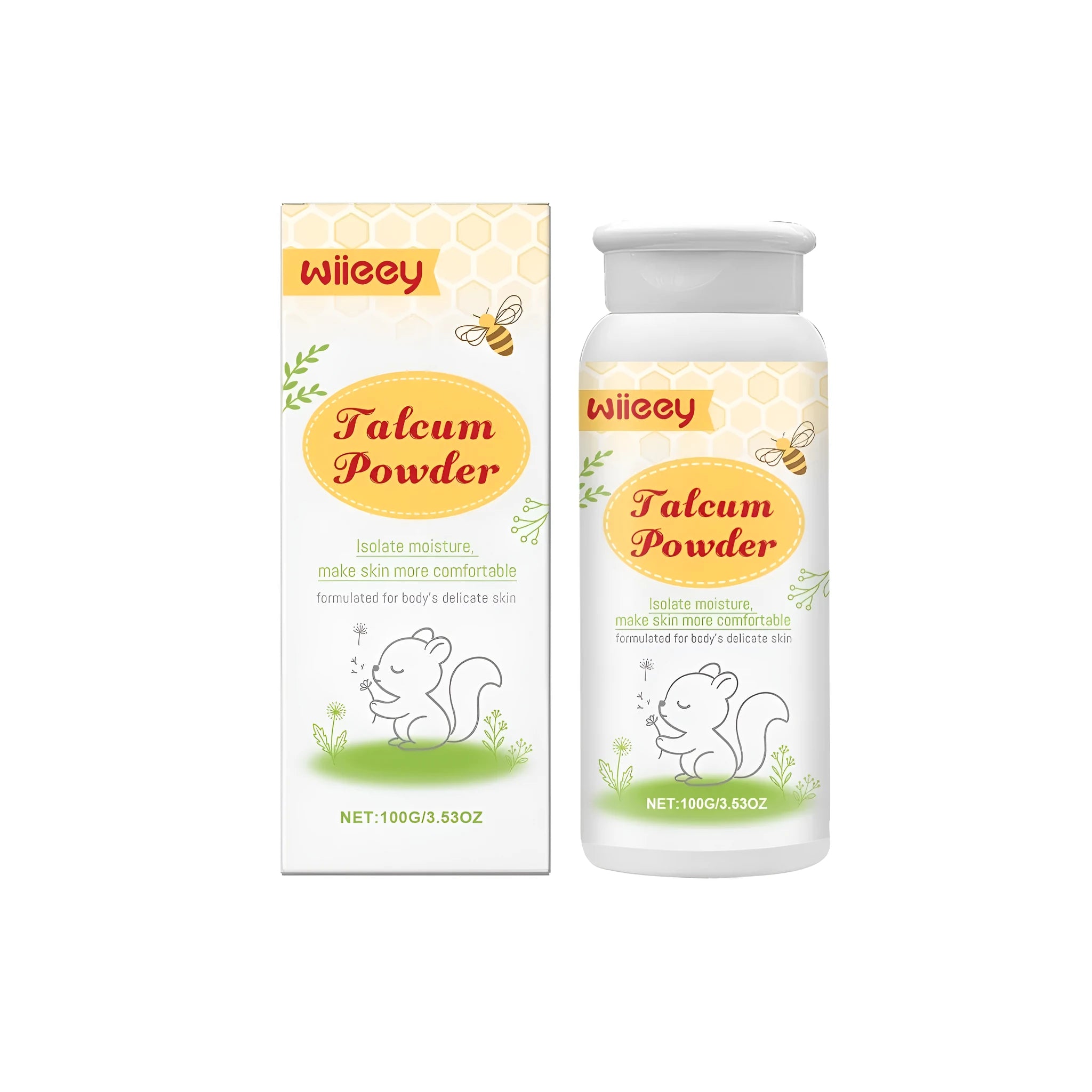 Talcum powder container with honeysuckle flower extract, 100g body talc