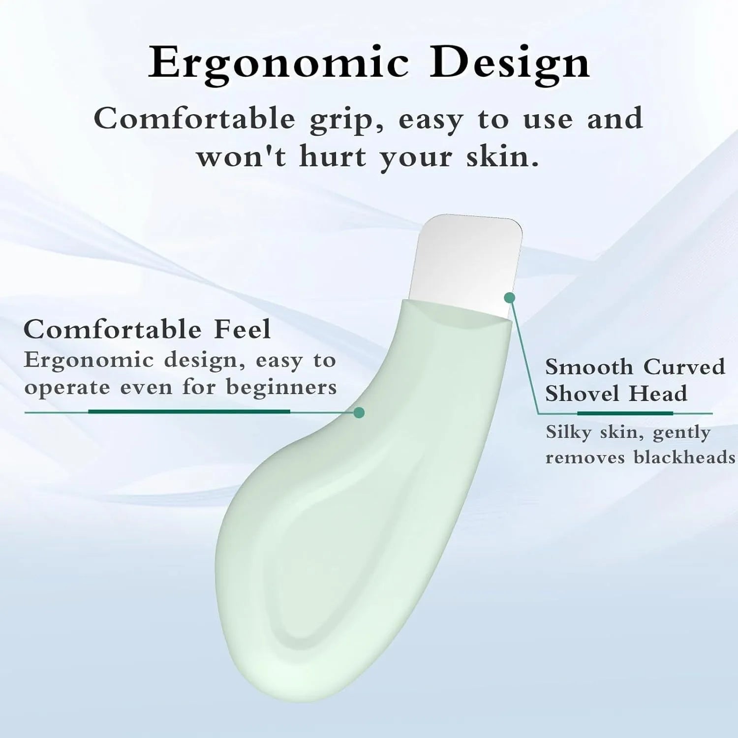 Stainless steel pore scraper facial tool with non-slip handle for blackhead removal