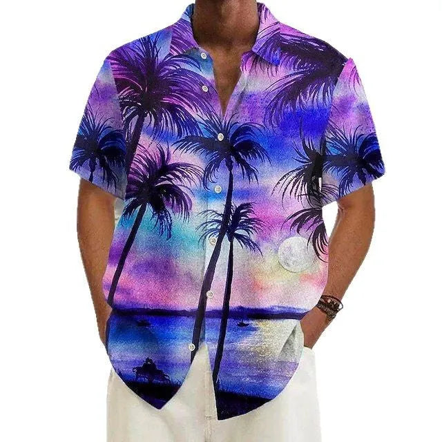 Men's printed polyester fiber shirt in colour MB01RQ250407Y085, front view, size S to 4XL