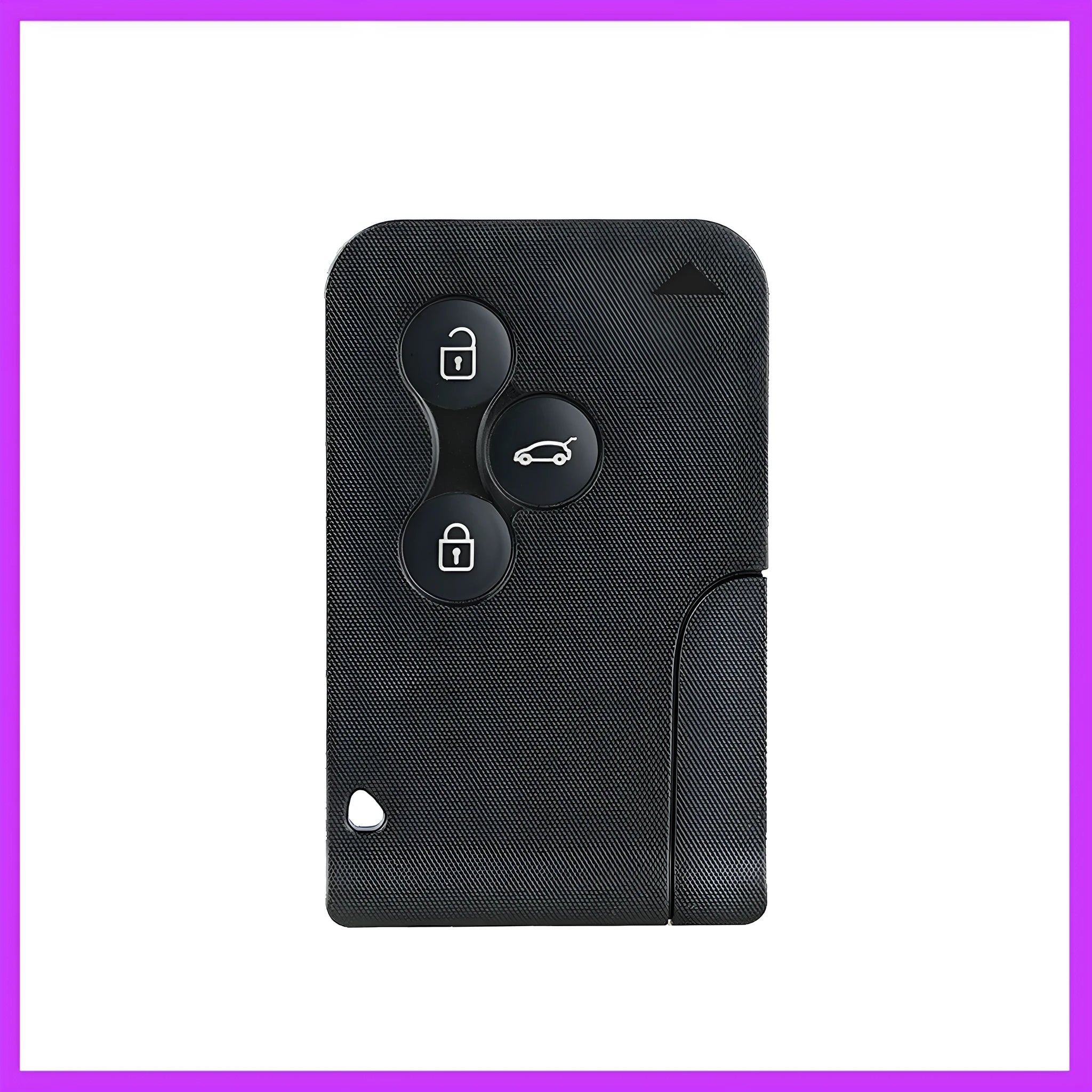Black 3-button remote key fob for Renault Megane with engineering plastic casing, 82x51x28mm