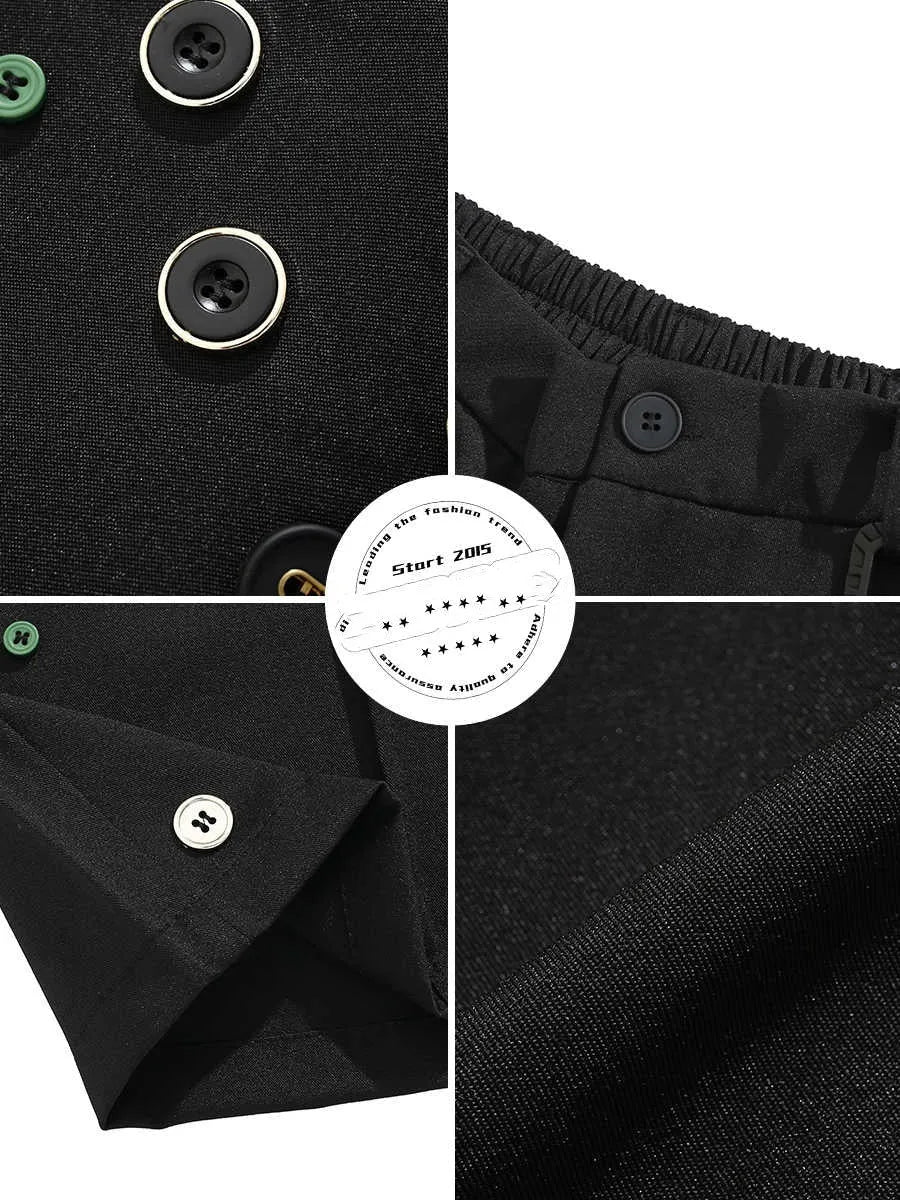 Black men's semi-elastic loose shorts with straight-leg design and zip fly opening