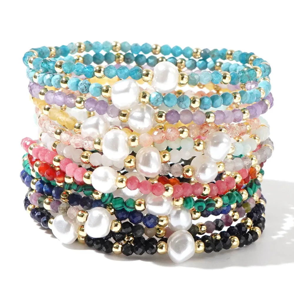 Natural stone unisex bracelet with geometric ellipse design, light luxury style, multiple colour options