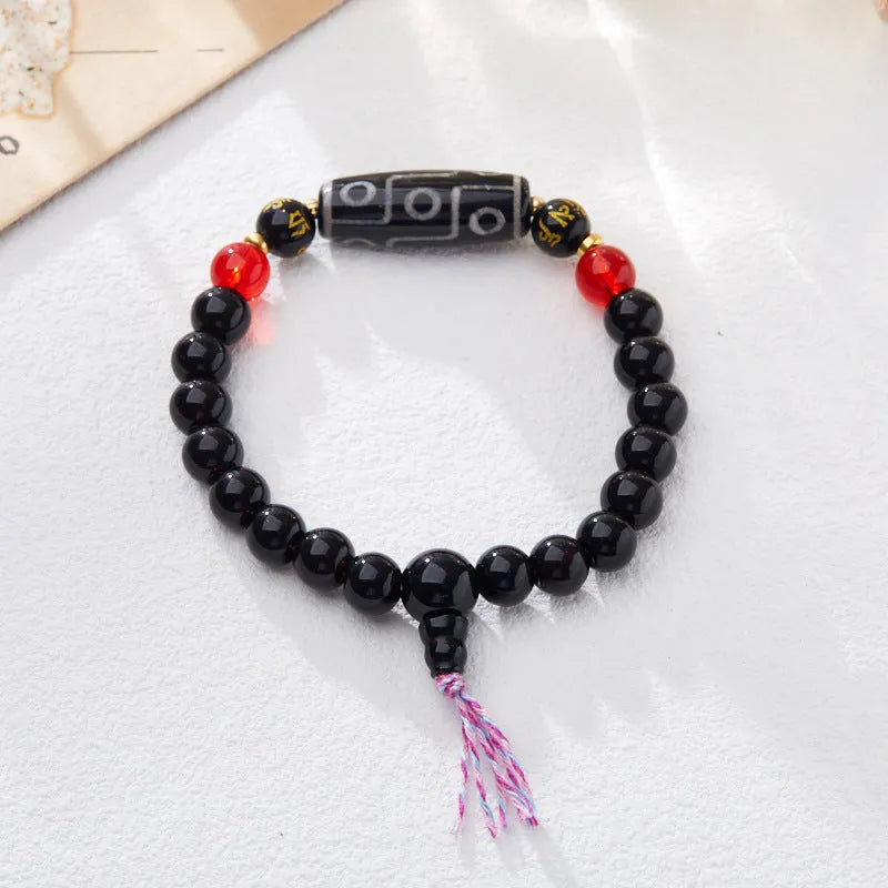 Agate dzi bead bracelet 8mm unisex retro Tibetan style manual processing geometry shape beads