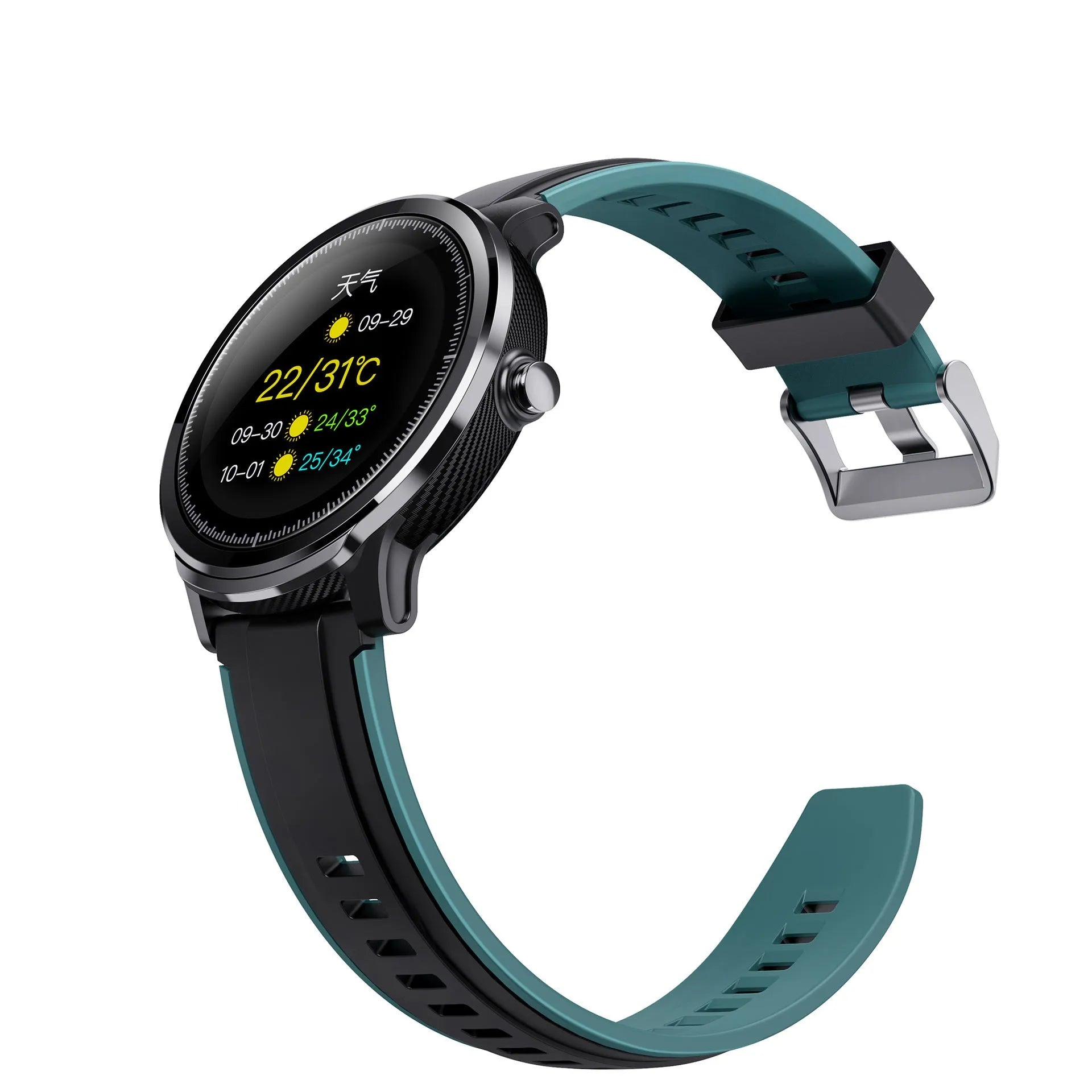 Kospet PROBE 1.3 inch touch screen smart watch with silicone band in green