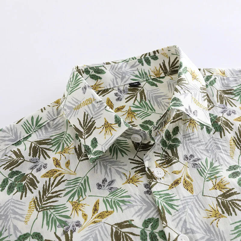Men's casual Hawaiian summer short sleeve cotton shirt with flower print, available in multiple colours and sizes L to 8XL