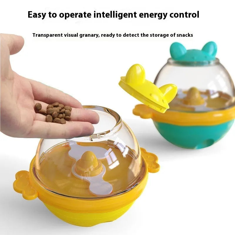 Pet Supplies Tumbler Dog Leakage Food Feeder Toy in yellow TPR material for slow feeding