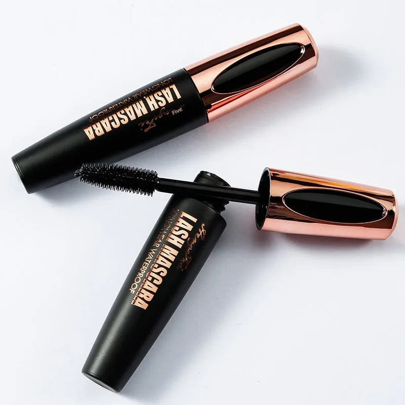 Black waterproof curling mascara with sweat-resistant smudge-proof formula in packaging