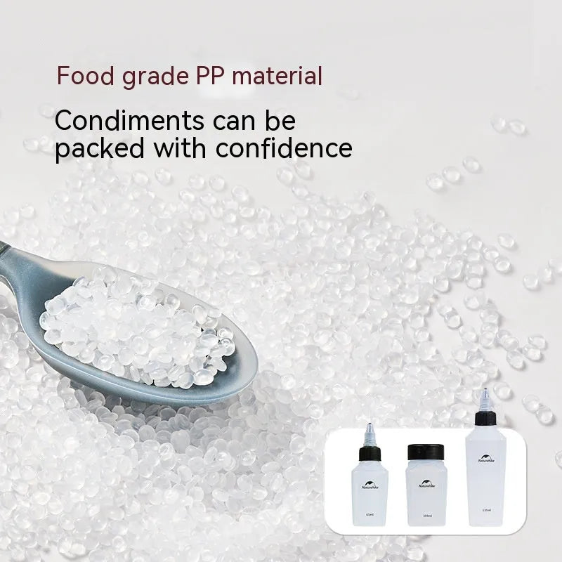 Naturehike six-piece PP plastic seasoning bottle set in modern simplicity style for outdoor use.