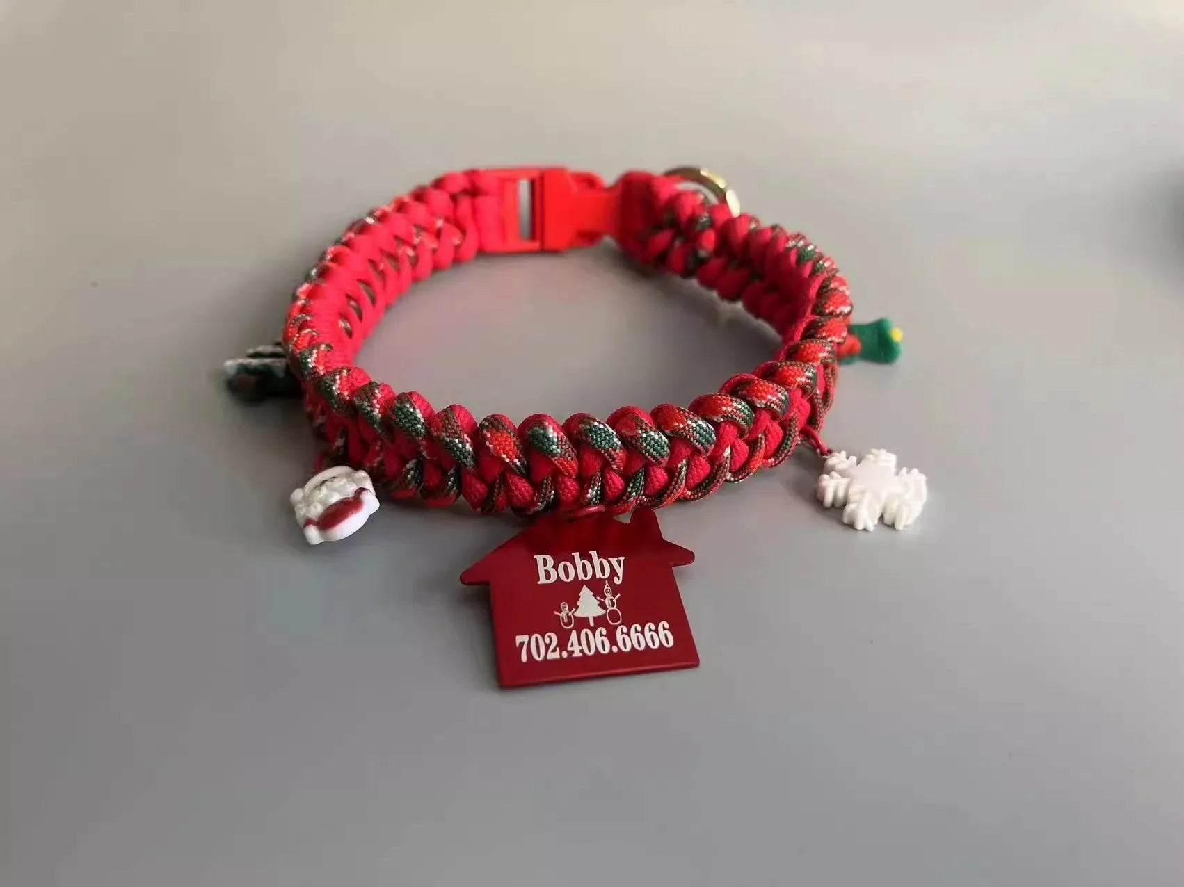 Hand held rope dog leash with P chain and quick release buckle in green colour option