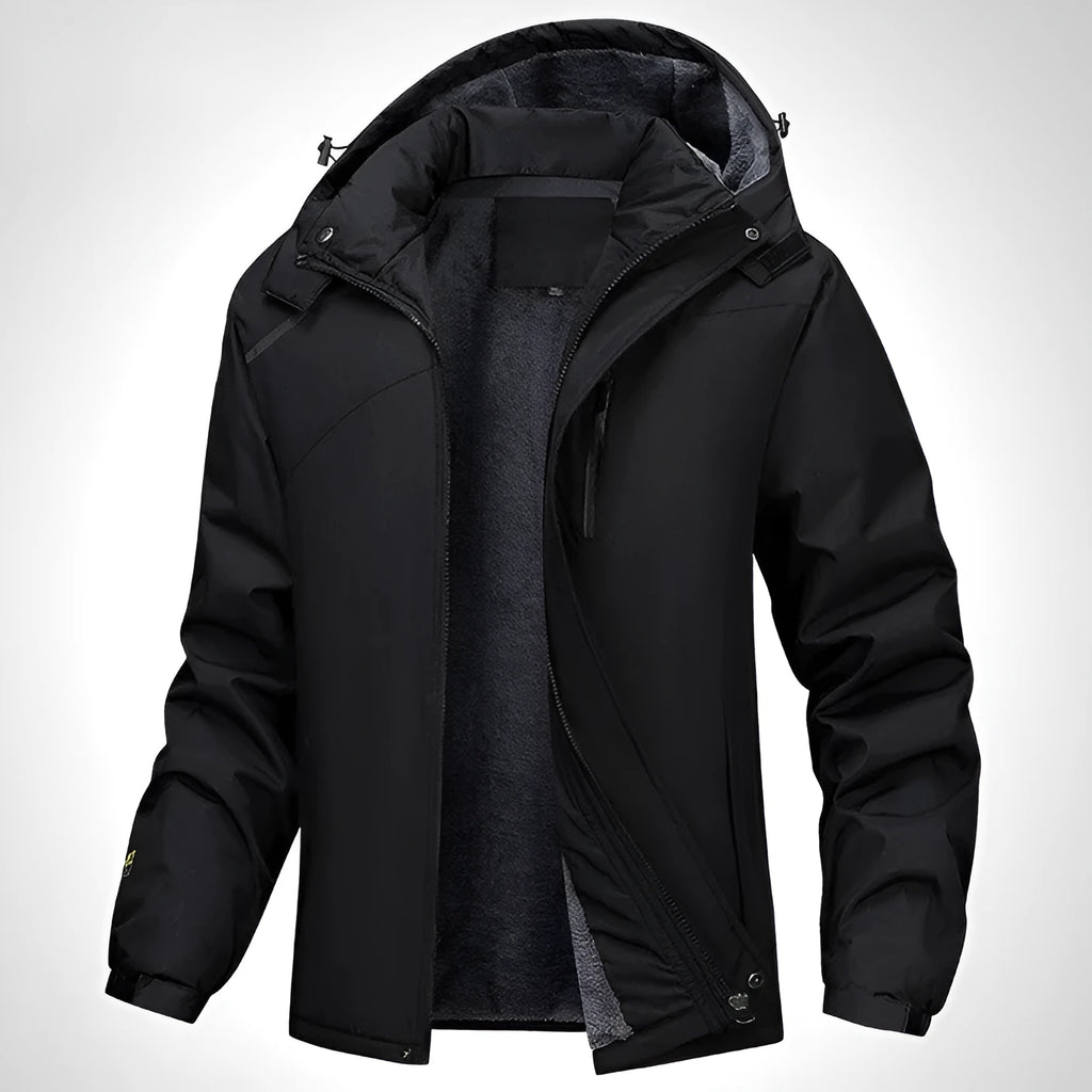 Men's plus size loose fit hooded waterproof coat in army green colour