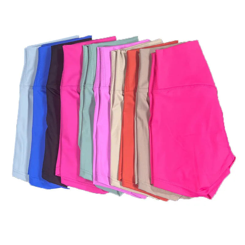 Women's high-waist yoga shorts in quick-dry nylon fabric for running and cycling