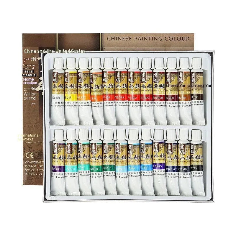 18-colour 12ml Chinese ink painting pigment set in tubes with plant-based paint for children beginners