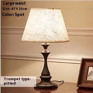 American retro style alloy bedside table lamp with dimmable LED light.