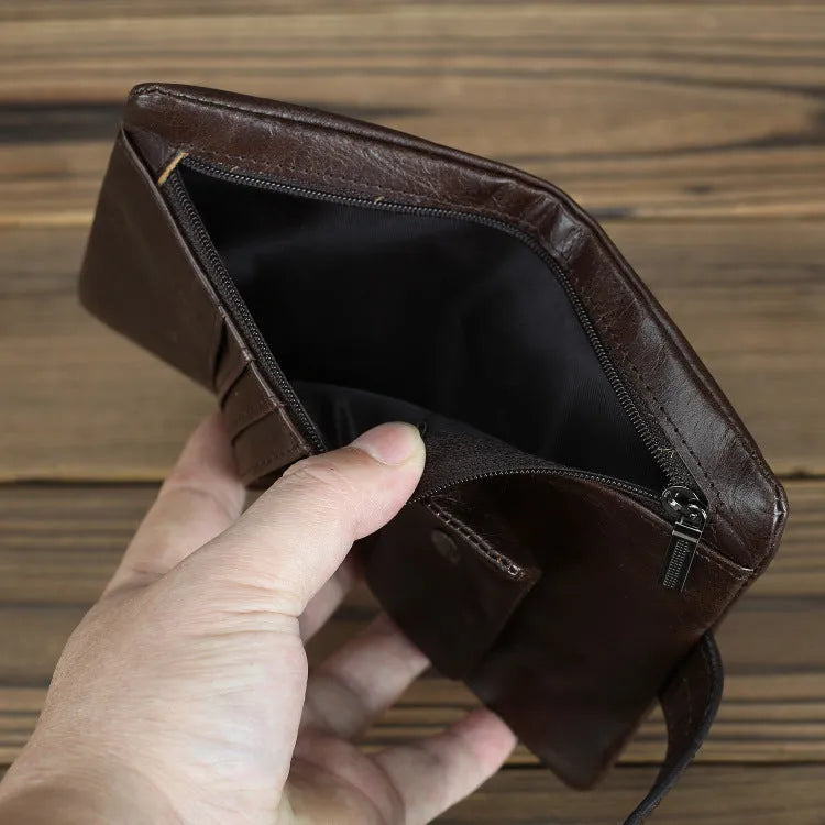 Genuine leather multi-card-slot women's wallet in solid colour with visible stitching, ultra-light design