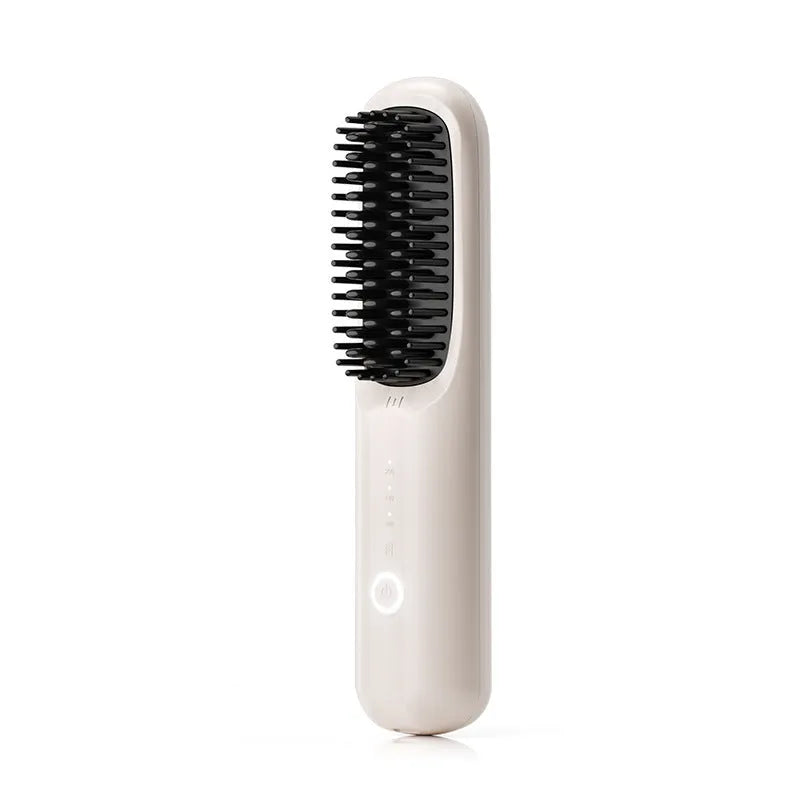 Wireless anion straight comb in beige colour with Type-C charging port