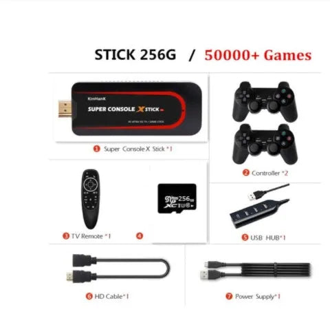 64-bit retro video game console with HDMI port and handheld design