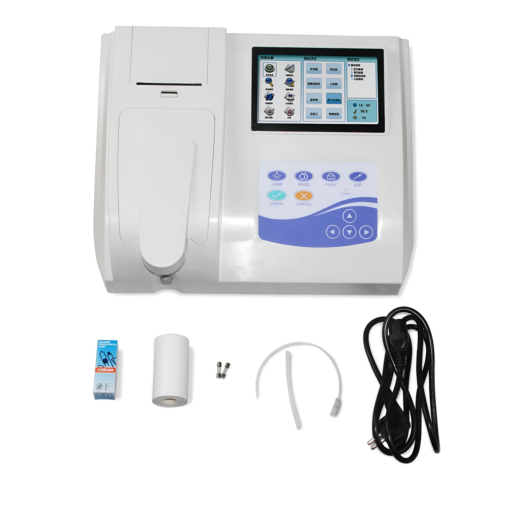 CONTEC BC300 semi-auto biochemistry blood analyser with touch screen and free thermal printer on lab bench