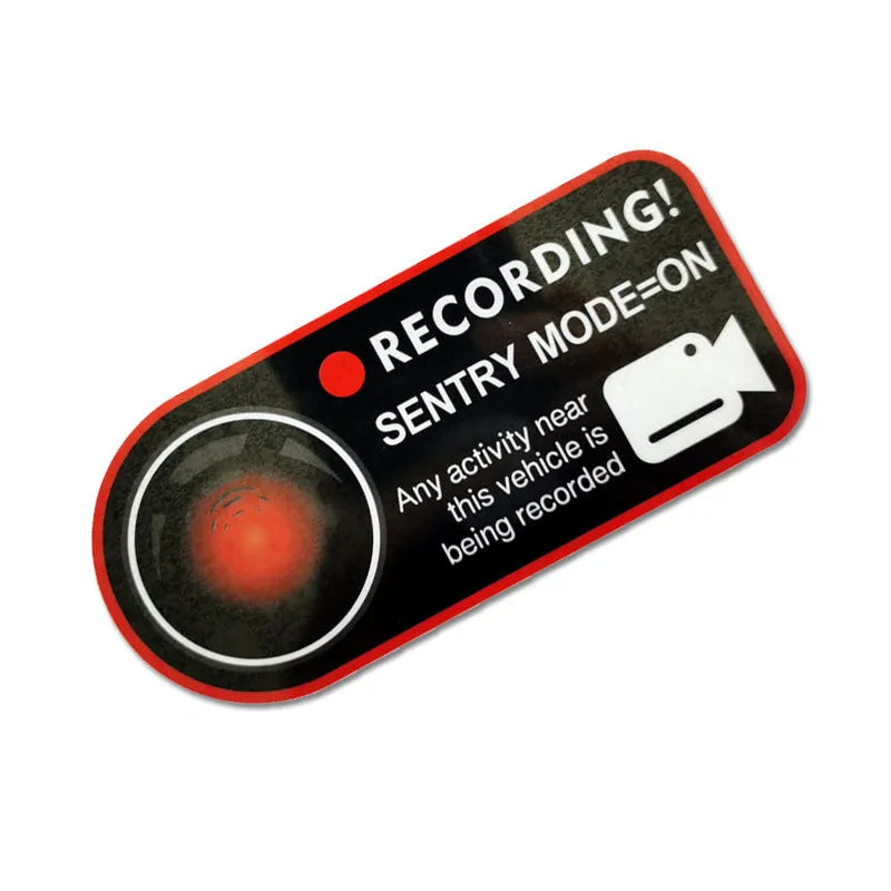 Pair of Tesla sentry mode warning stickers, PVC electrostatic, 11x5cm, English version