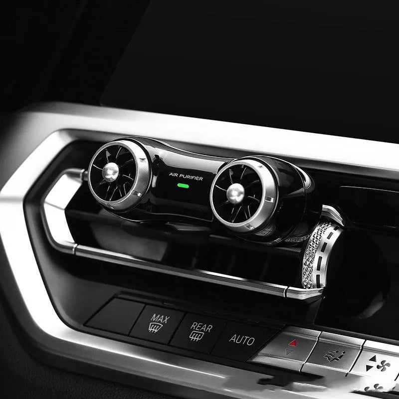 Car mute anion purifier vehicle-mounted air cleaner black colour ABS PP silicone 88x32x35mm