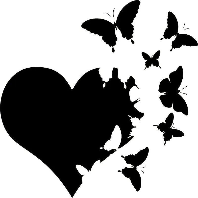Love Butterfly car body decoration sticker in butterfly shape, 15x15cm, plastic, colour options