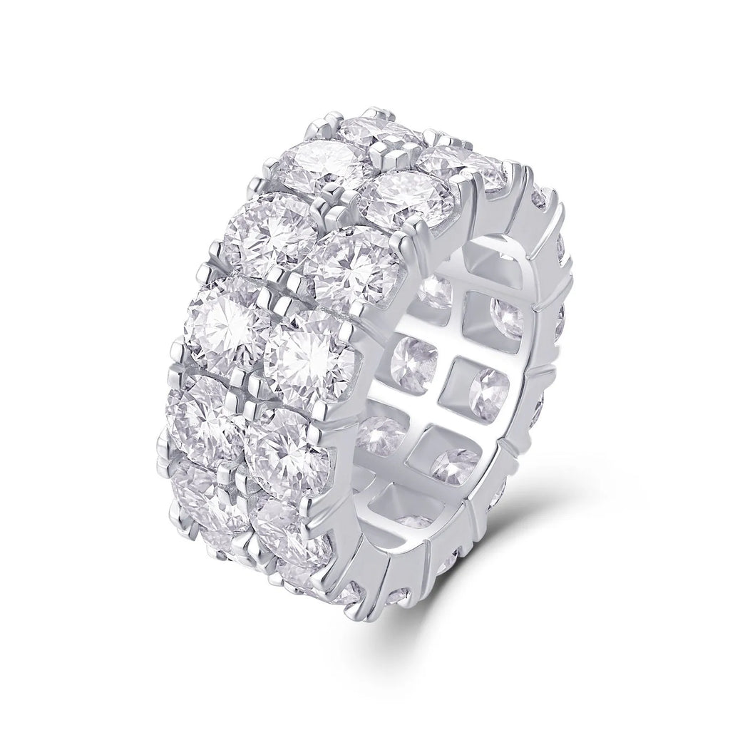 50 points moissanite silver ring with S925 sterling silver band, round geometric cut, women's fashion OL style, available in US sizes 5-9