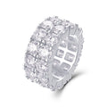 50 points moissanite silver ring with S925 sterling silver band, round geometric cut, women's fashion OL style, available in US sizes 5-9