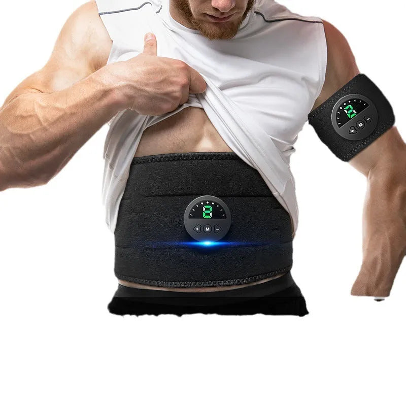 Electronic abdominal fitness belt with display screen and 120cm belt for waist shaping workouts