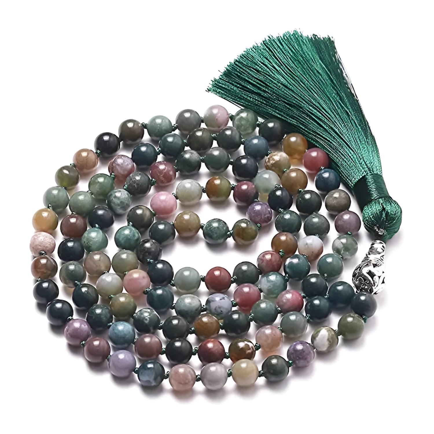 108 beaded natural stone bracelet, round 8mm beads, unisex bohemian style, available in multiple colours