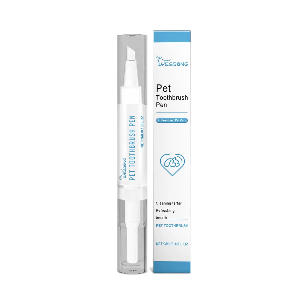 Pet dental cleaning brush with 3ml applicator and dual-ended design for dog and cat teeth