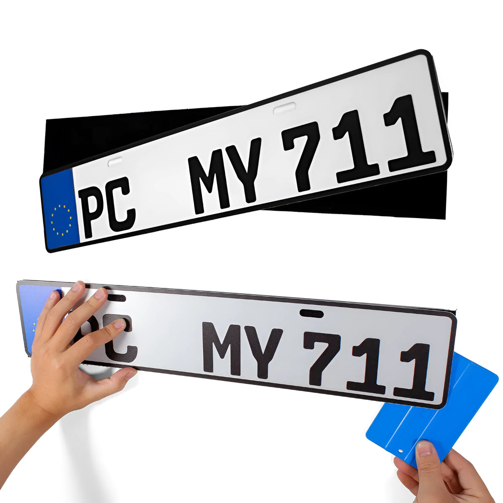 Double-sided self-adhesive licence plate fixing tape measuring 100x500mm with Velcro