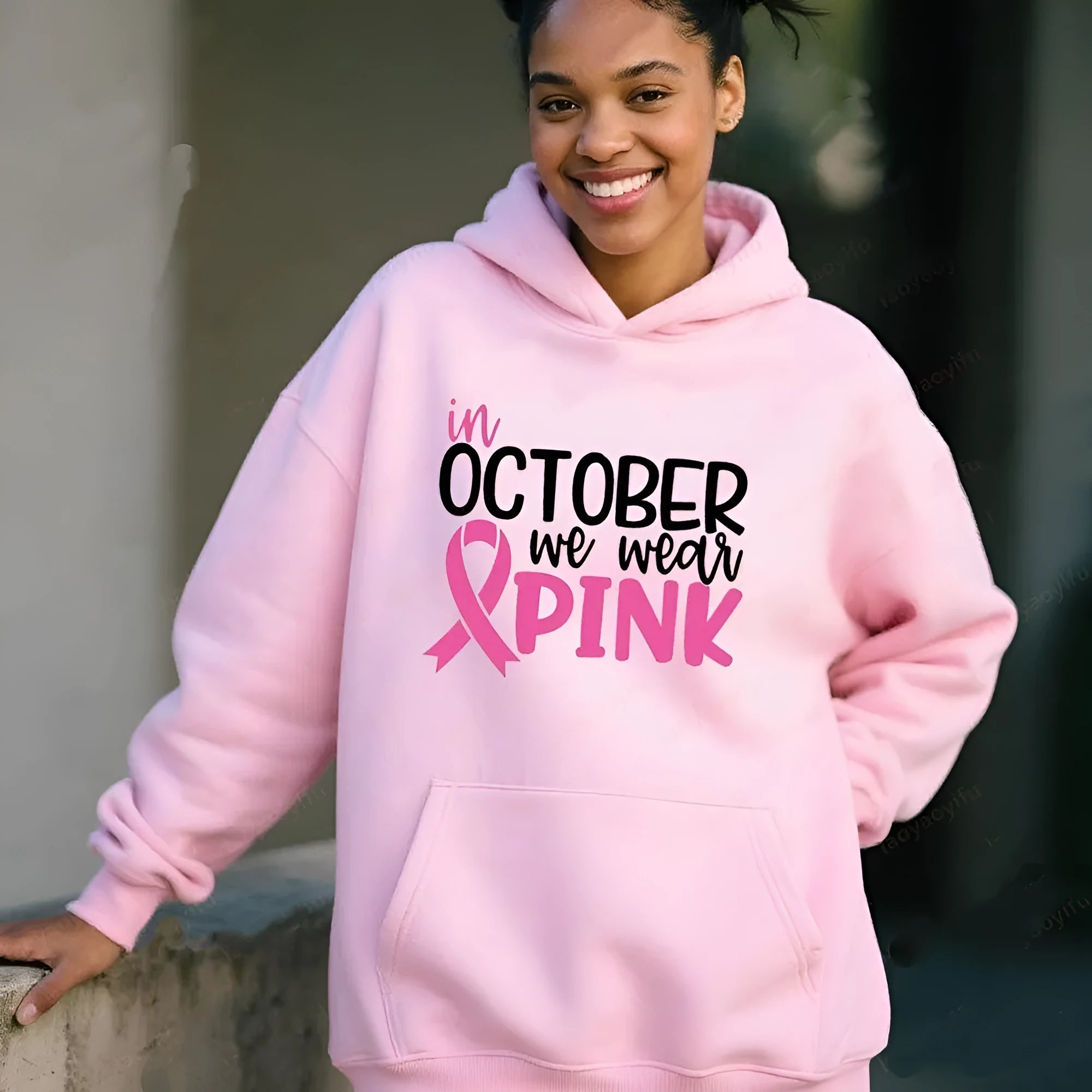 A street fashion pullover hoodie with retro graphic print and side seam pockets, shown in dark blue.